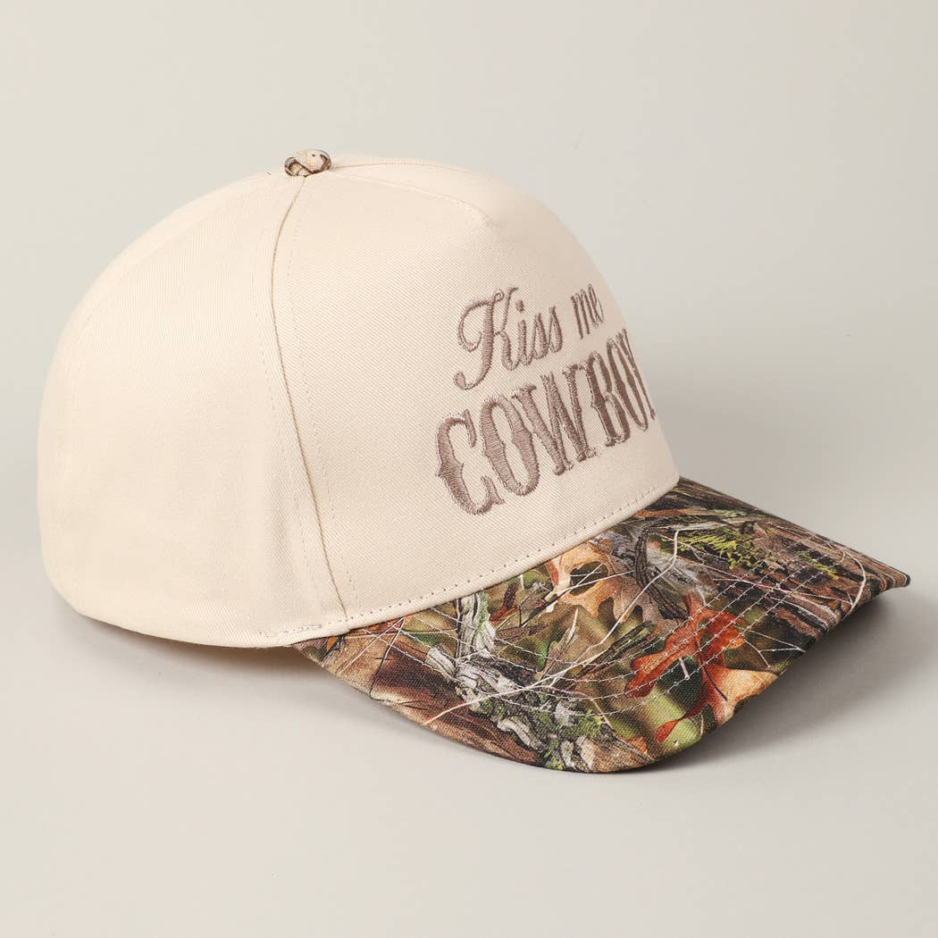 Kiss Me Cowboy Embroidery Realtree Two-Tone Cap