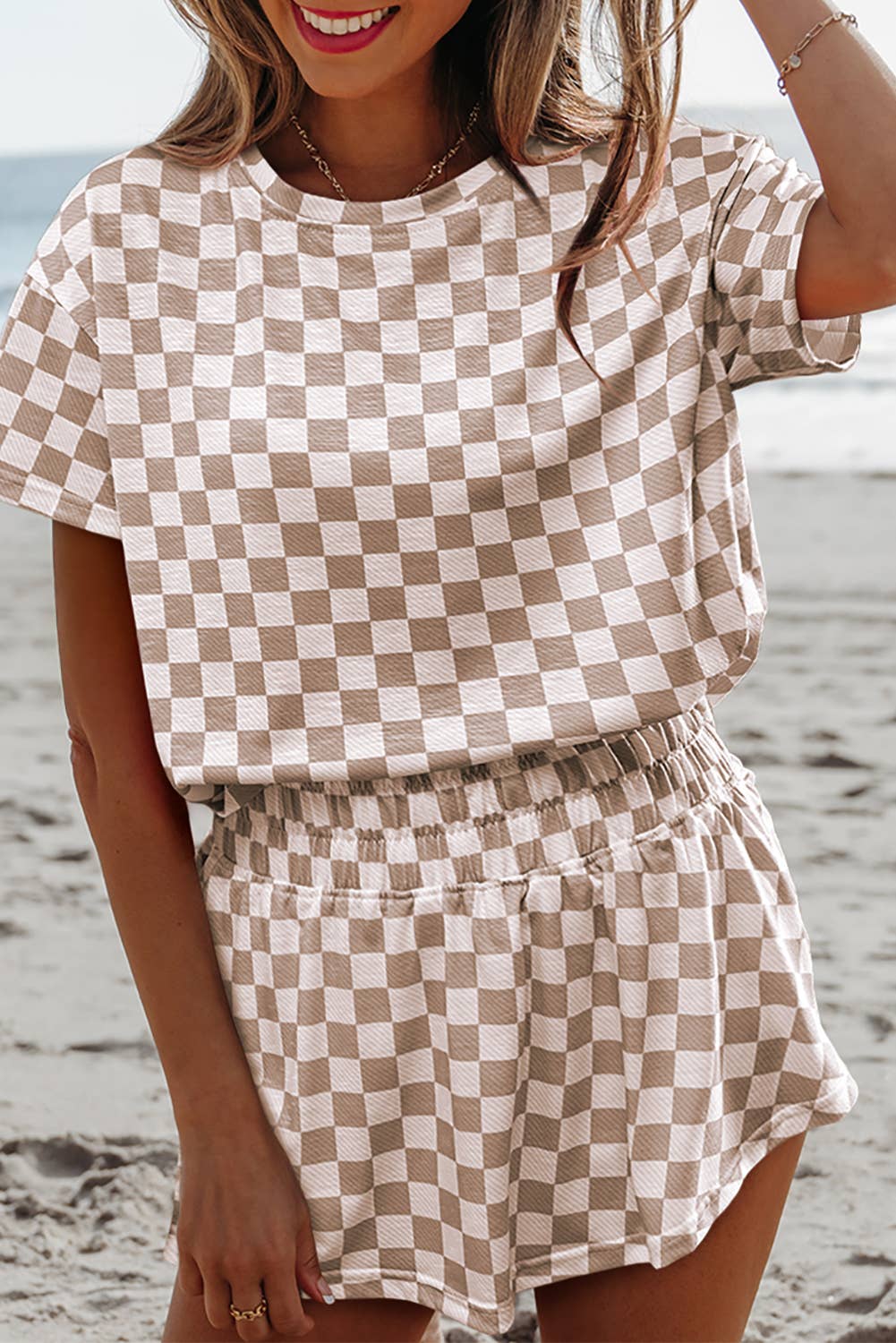 Brittney Apricot Checkered Set