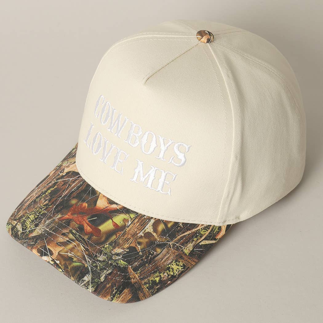 Cowboys Love Me Embroidery Camo Cap
