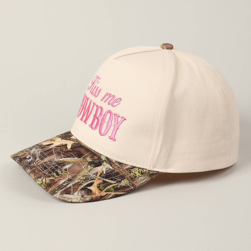 Kiss Me Cowboy Embroidery Realtree Two-Tone Cap