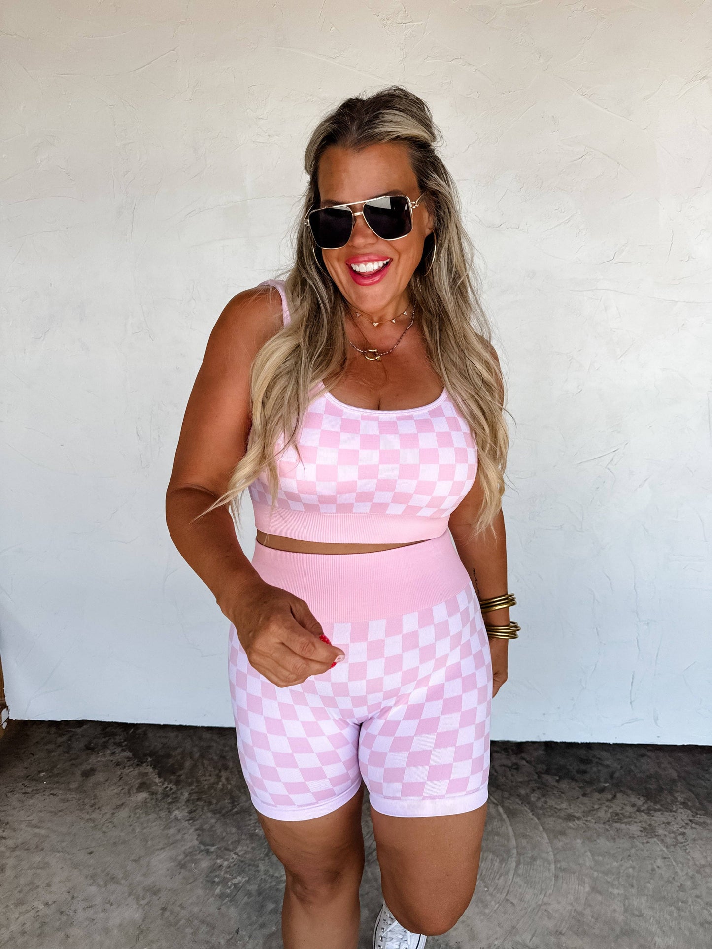 CHECKER BRA & BIKER SHORT SET * Coming Soon *
