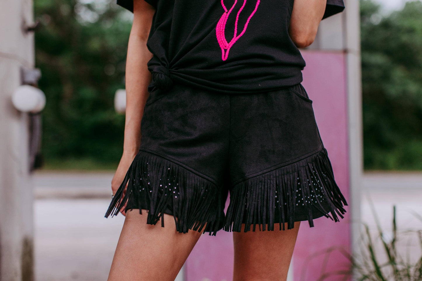 Dixie Rhinestone Embellished Fringe Shorts