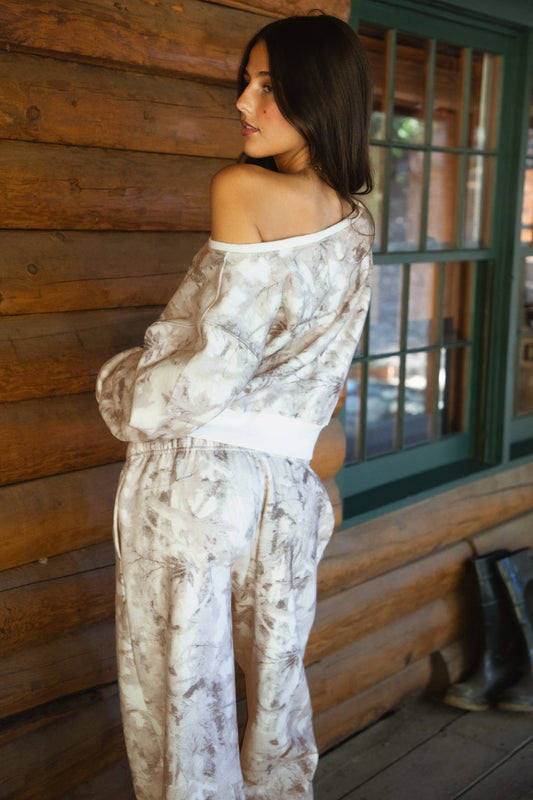 Woodland Camo Off The Shoulder Fleece Sweatshirt