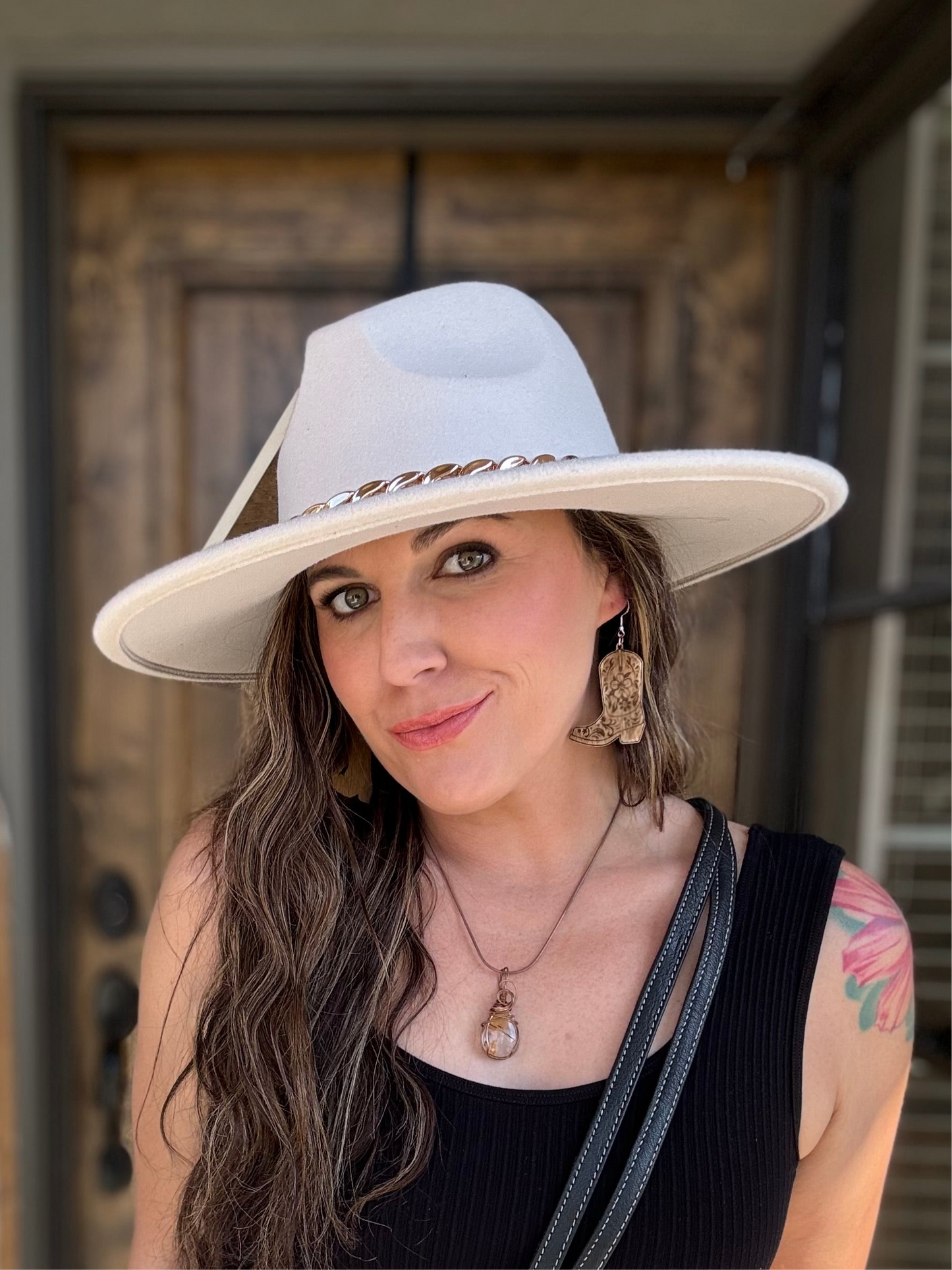 Lainey Flat Brim Chain Hat