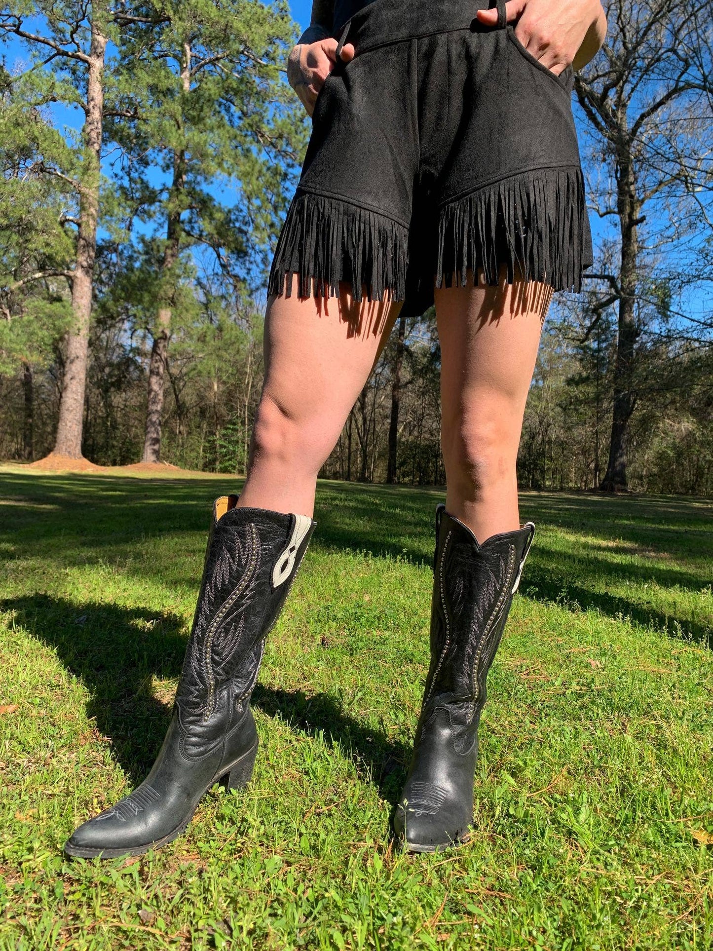 Dixie Rhinestone Embellished Fringe Shorts