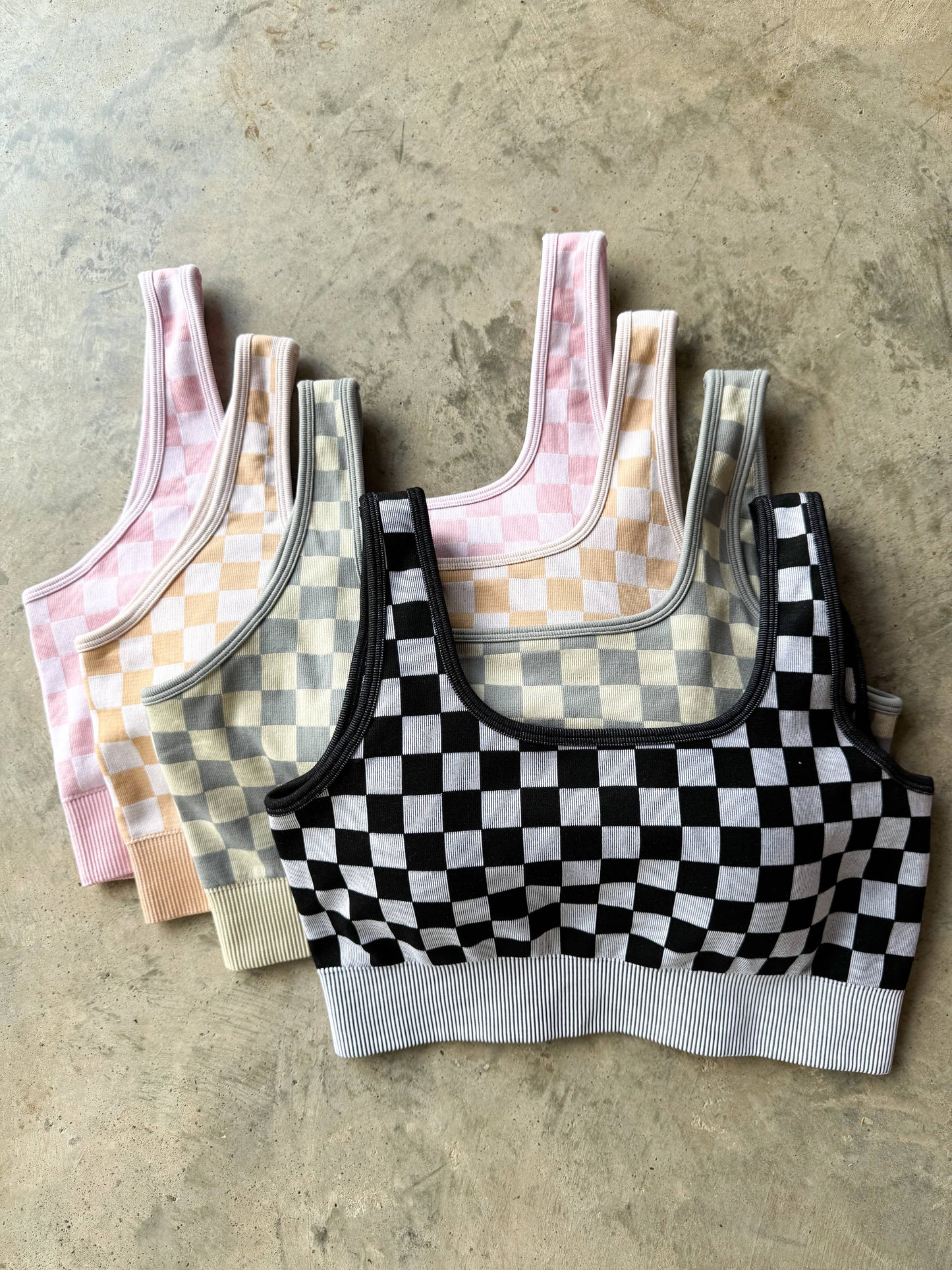 CHECKER BRA & BIKER SHORT SET * Coming Soon *
