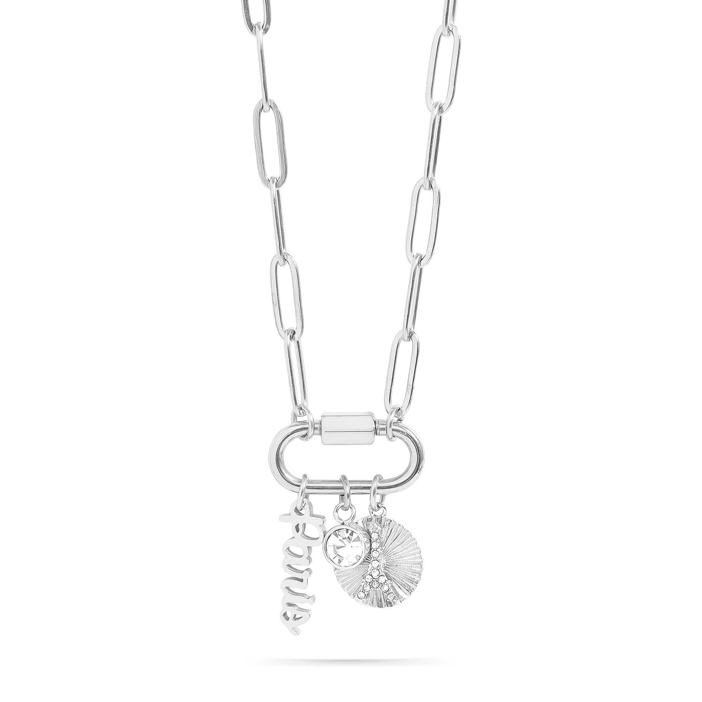 18K Gold PVD Stainless Steel Paris Carabiner Charm Necklace