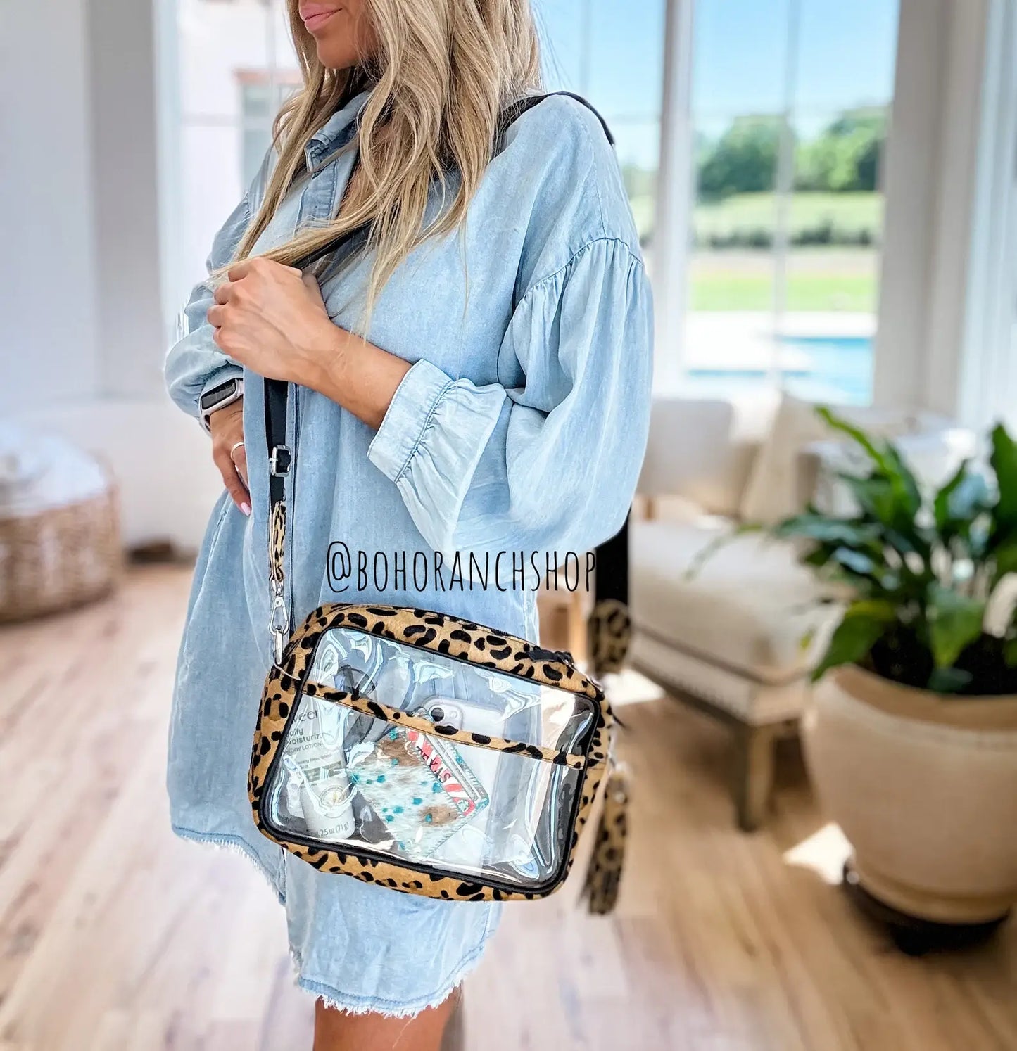 Peyton Clear Cowhide Concert Crossbody Purse
