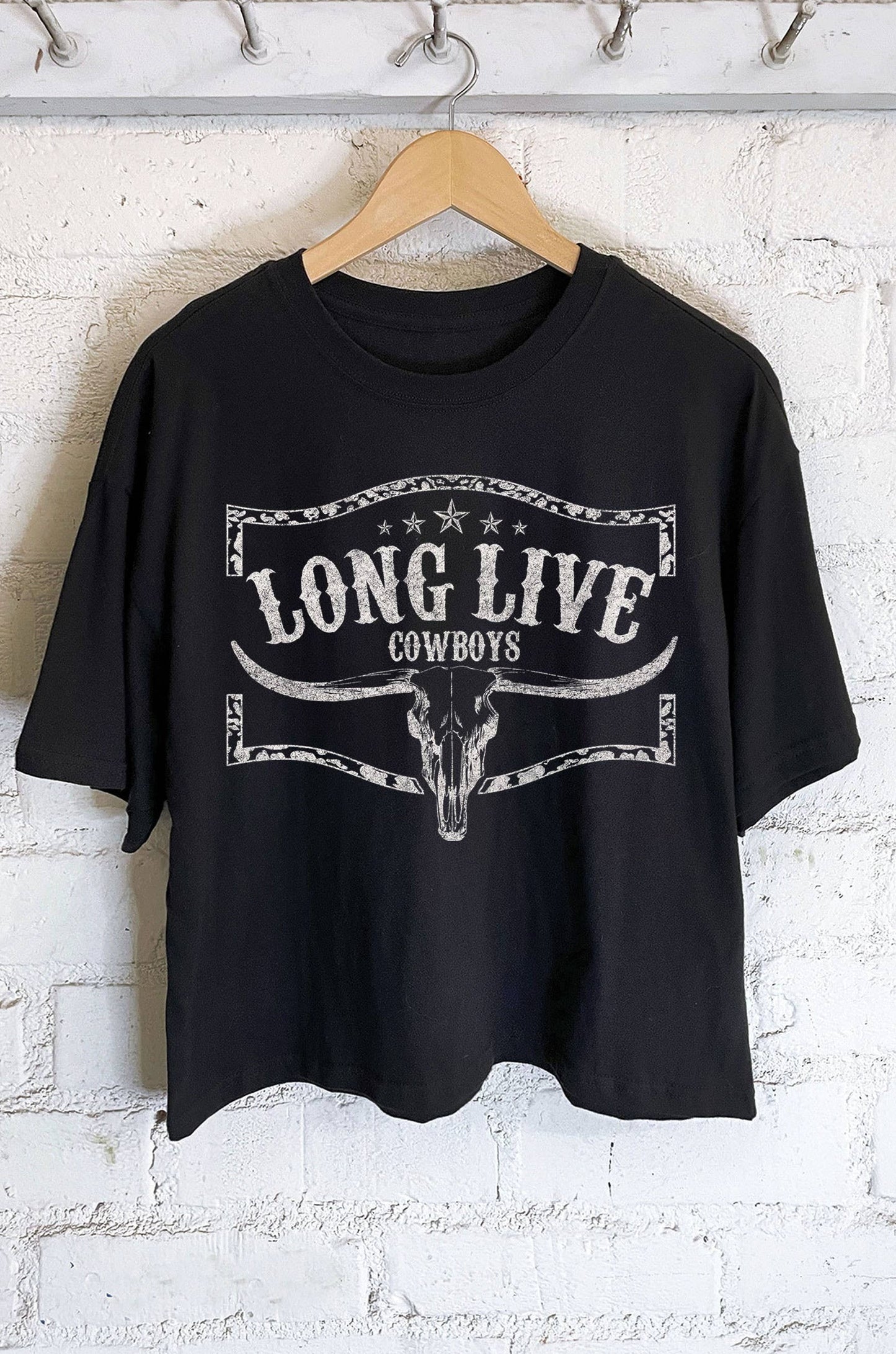 Long Live Cowboys Crop Graphic Tee
