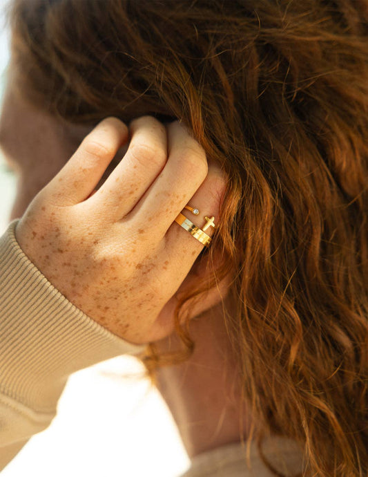 Wrapped Cross Gem Ring
