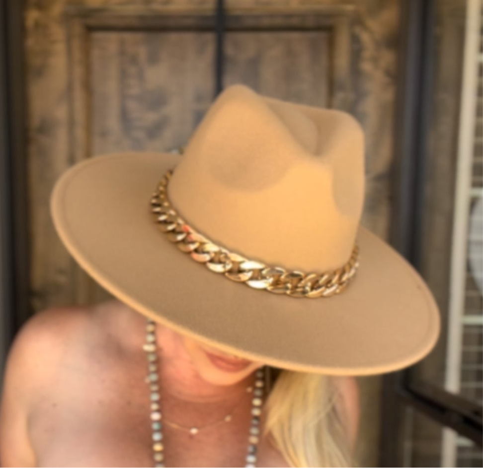 Lainey Flat Brim Chain Hat
