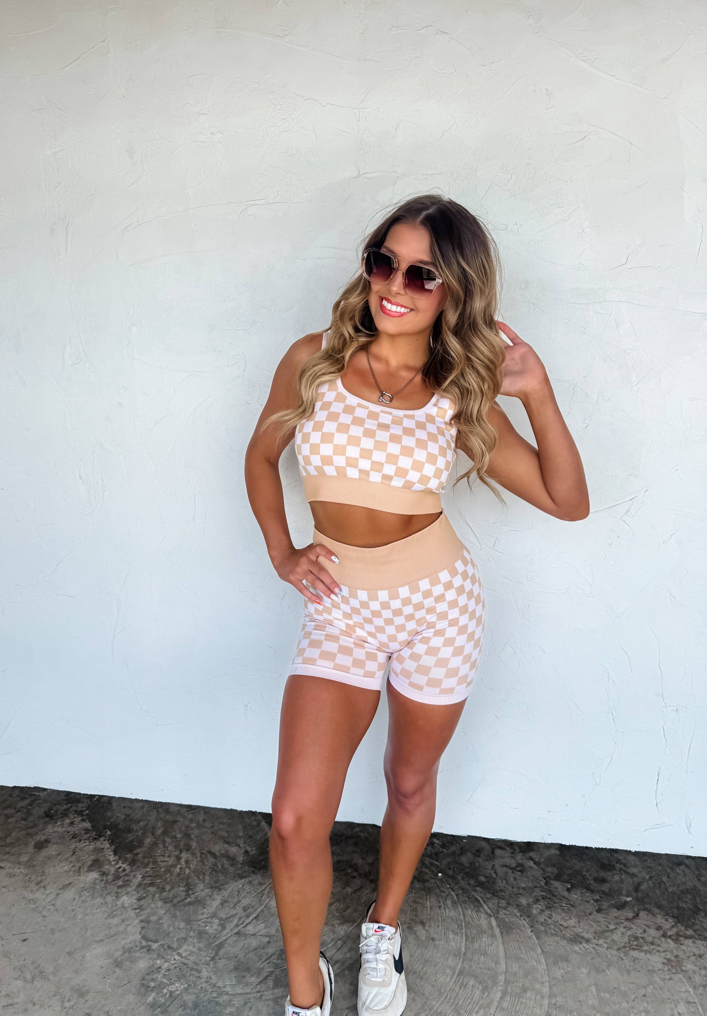 CHECKER BRA & BIKER SHORT SET * Coming Soon *