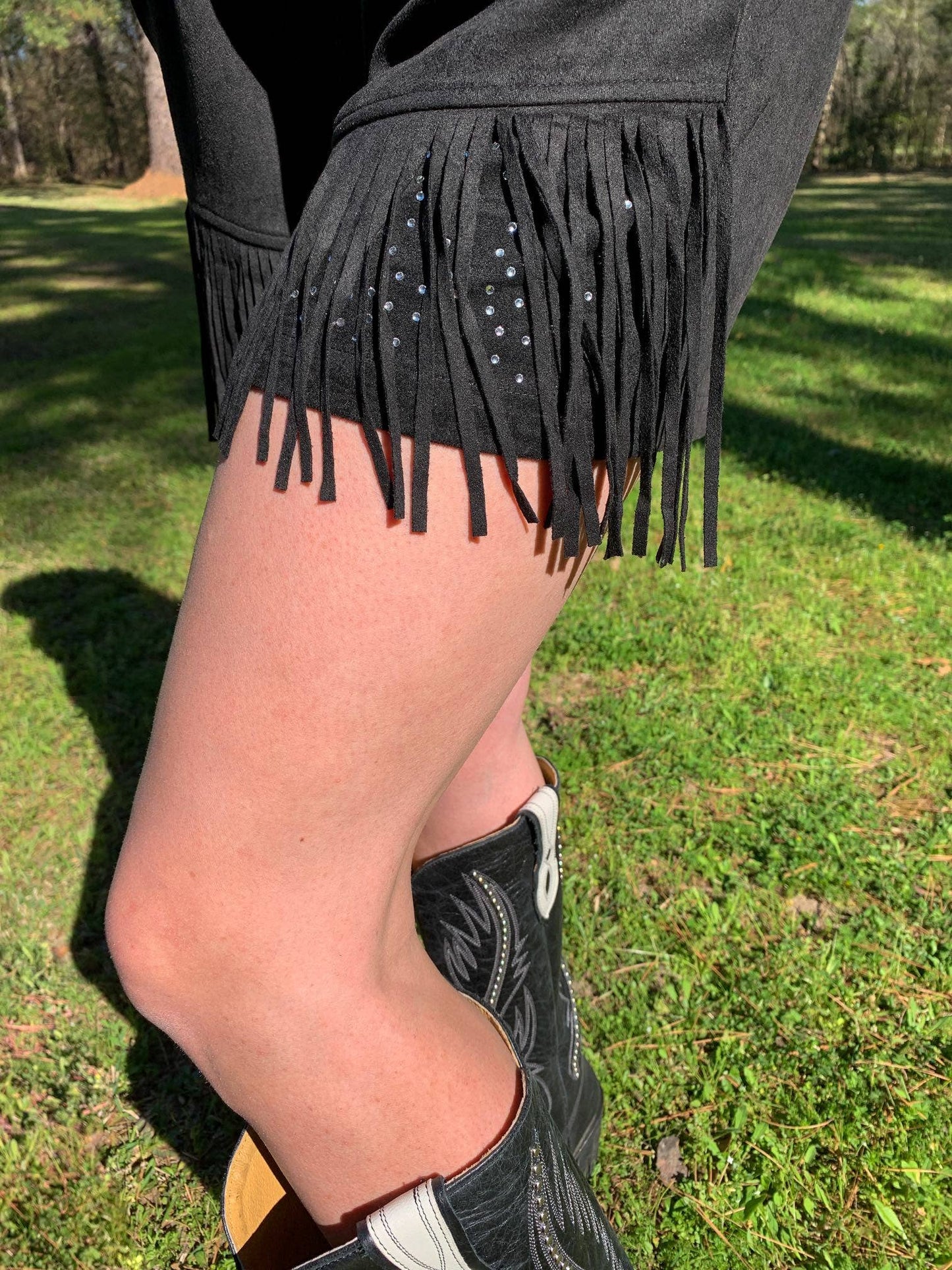 Dixie Rhinestone Embellished Fringe Shorts