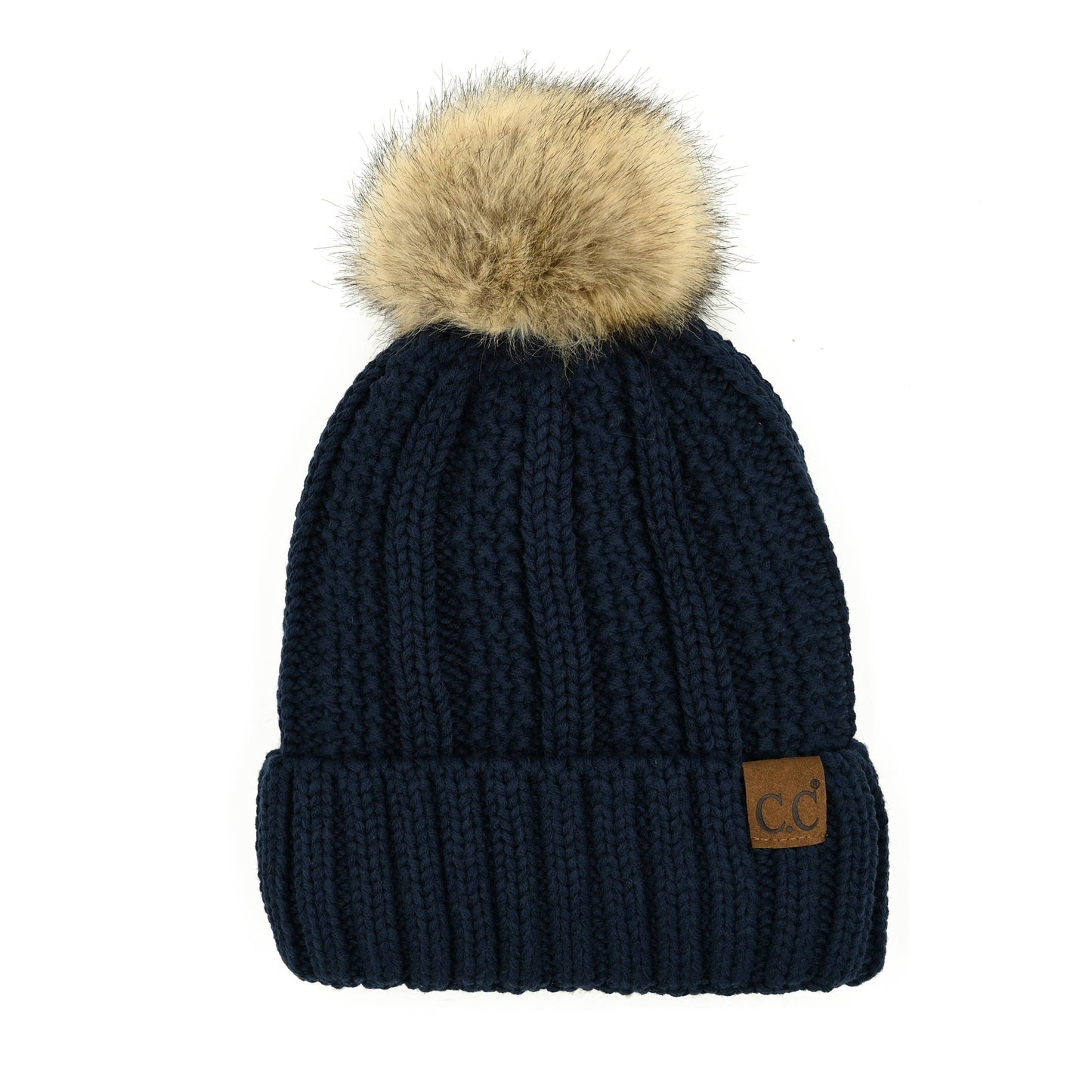 CC Bold Faux Fur Accented Beanie