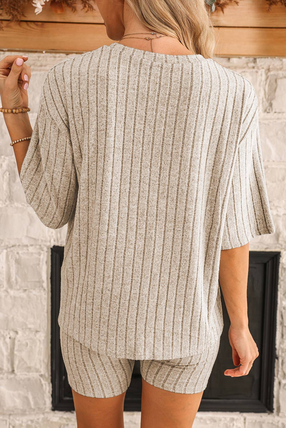 Bryn Apricot Ribbed Two Piece Lounge Set