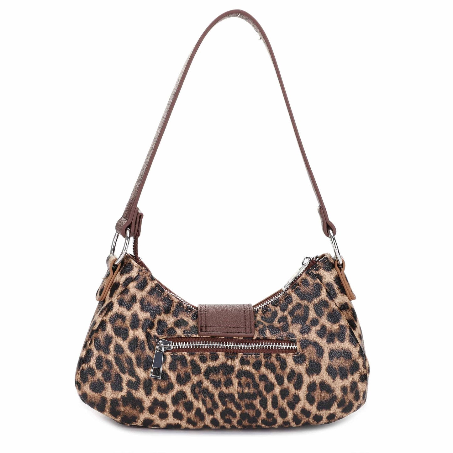 Leopard Print Buckle Baguette Shoulder Bag