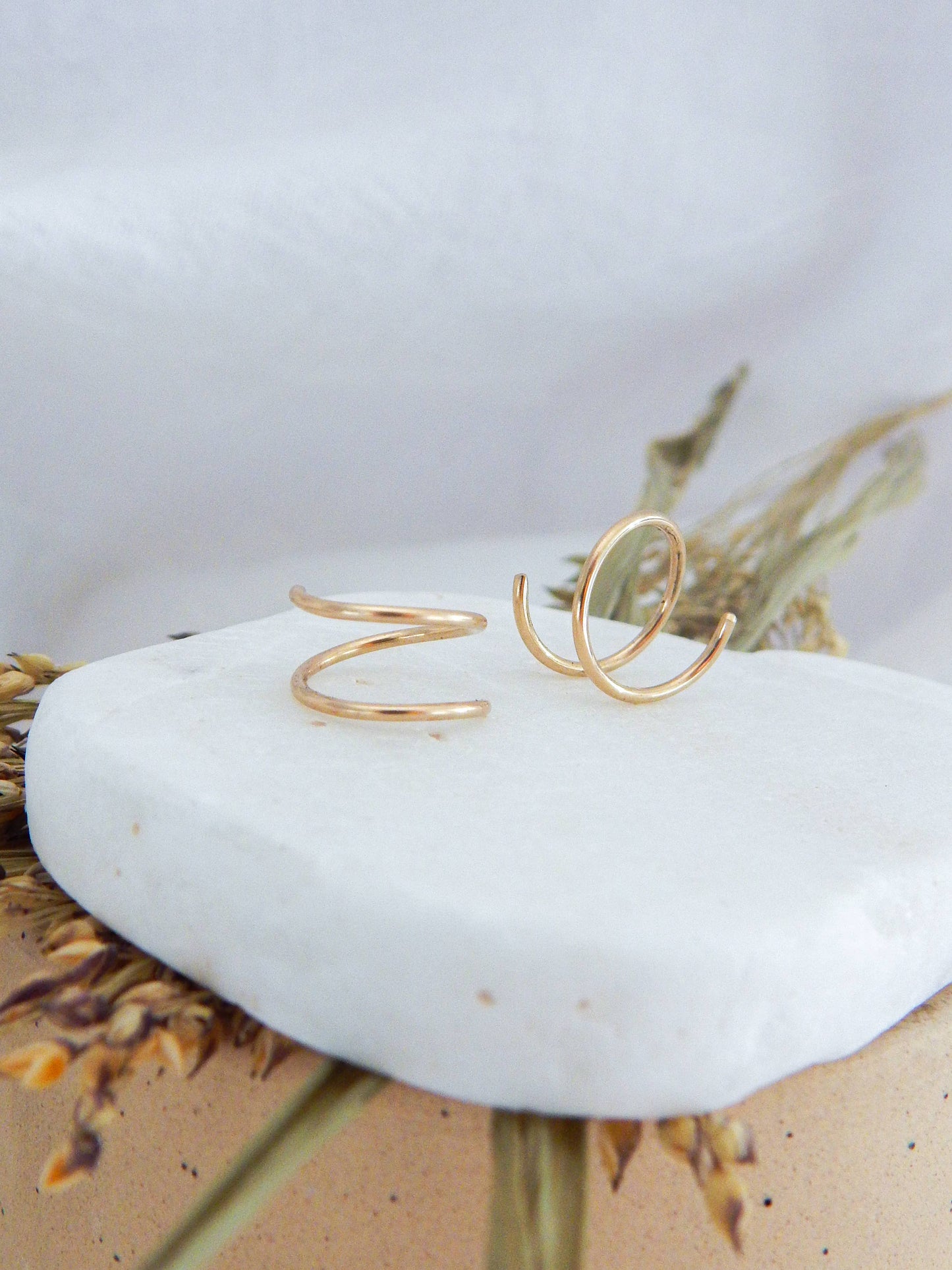Twist-In Double Huggie Hoop |14k Gold Fill & Sterling Silver