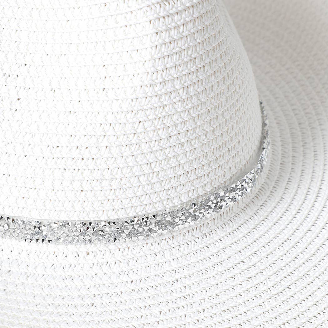 Rhinestone Band Straw Panama Cowboy Hat