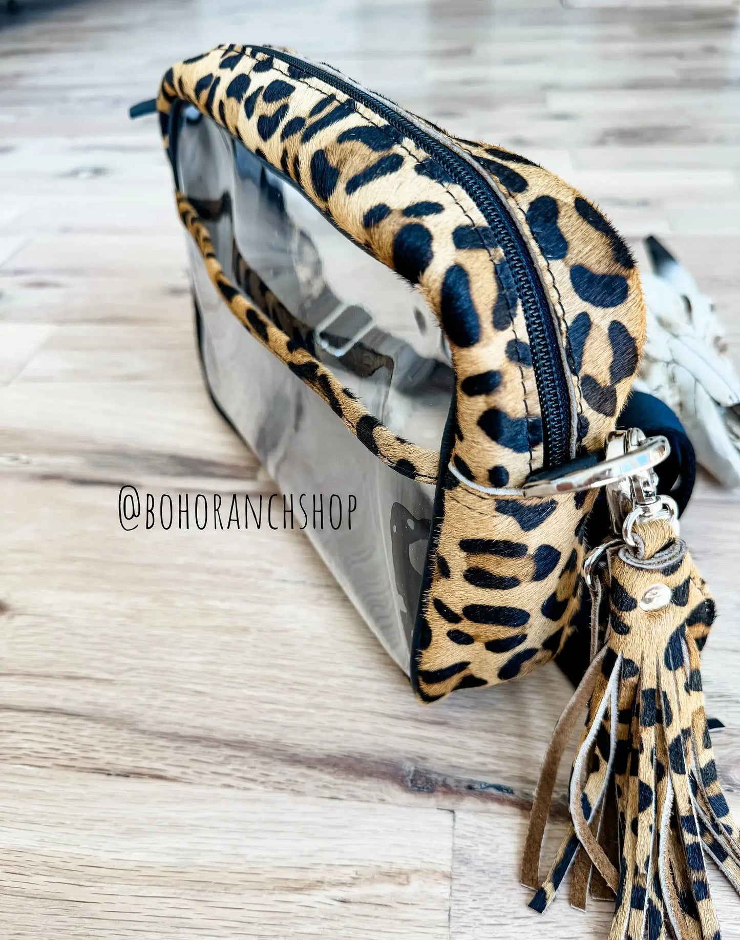 Peyton Clear Cowhide Concert Crossbody Purse