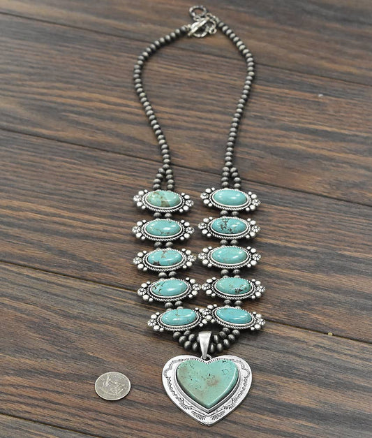 Harper Squash Blossom Turquoise Necklace