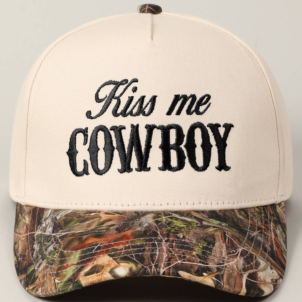 Kiss Me Cowboy Embroidery Realtree Two-Tone Cap