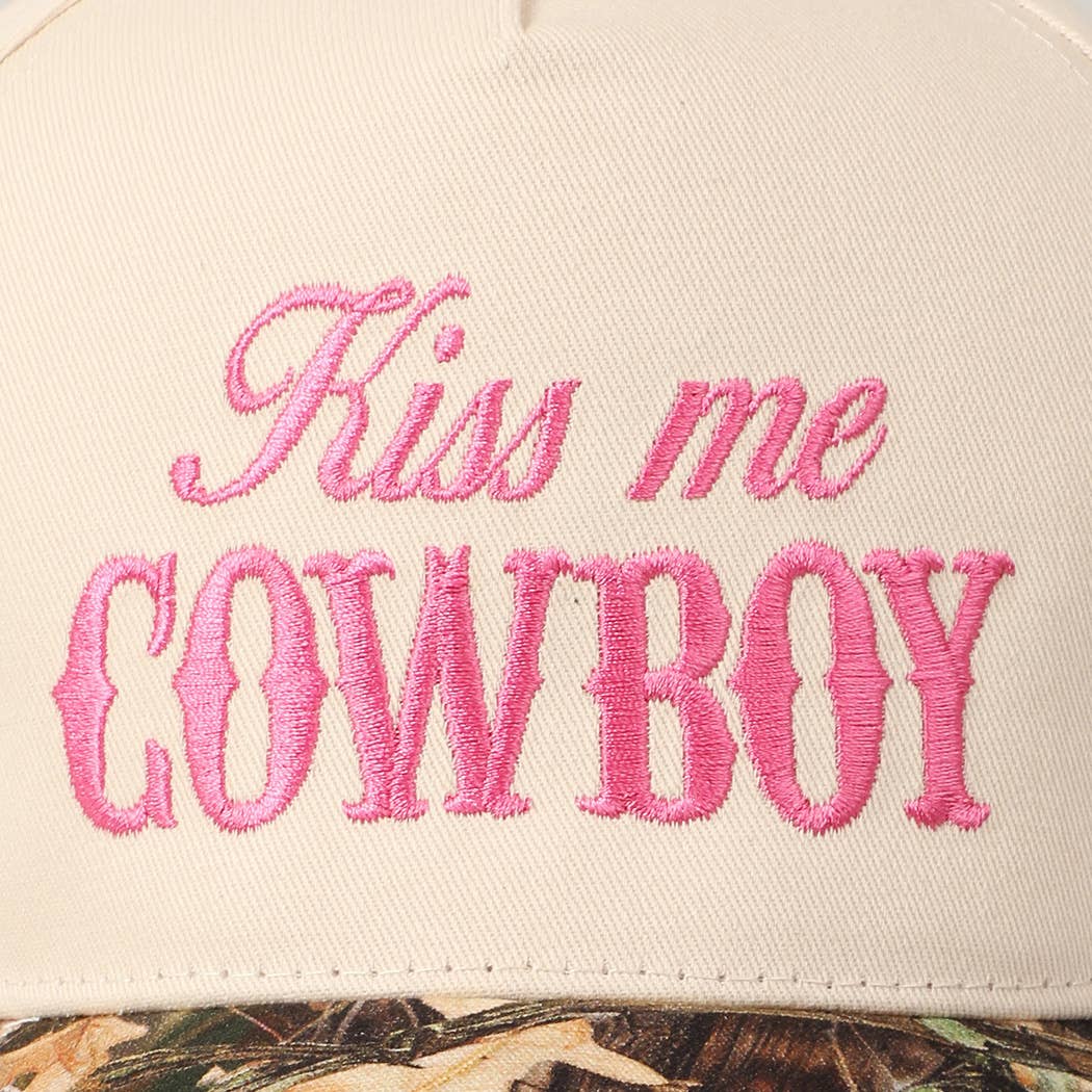 Kiss Me Cowboy Embroidery Realtree Two-Tone Cap