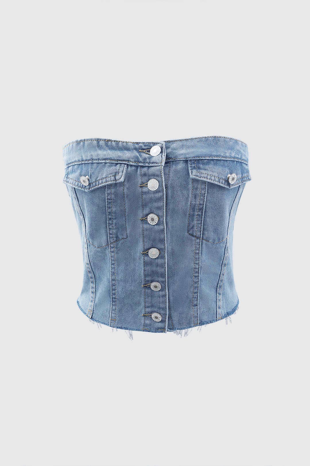 Wrapped Denim Corset Top