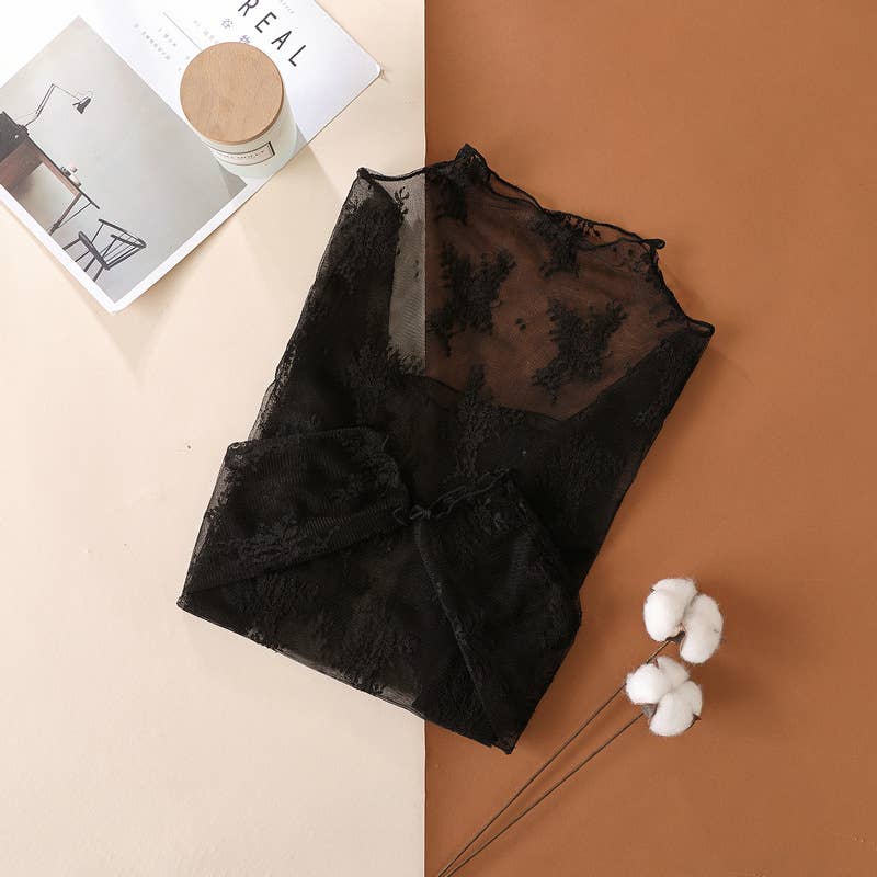 Floral Lace Sheer Mesh Layering Top