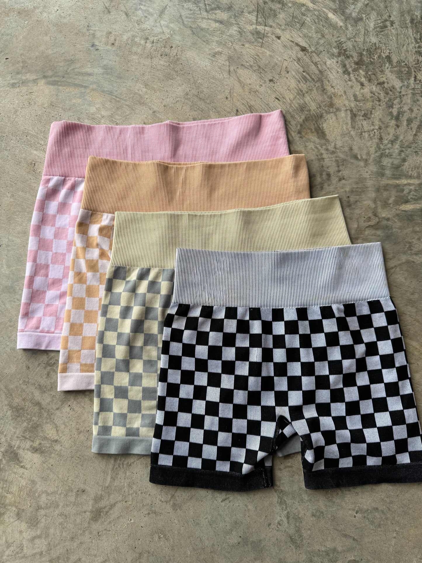 CHECKER BRA & BIKER SHORT SET * Coming Soon *