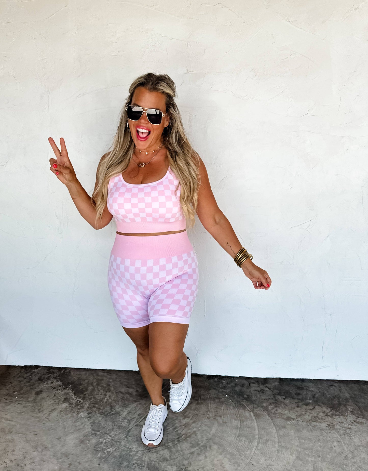 CHECKER BRA & BIKER SHORT SET * Coming Soon *