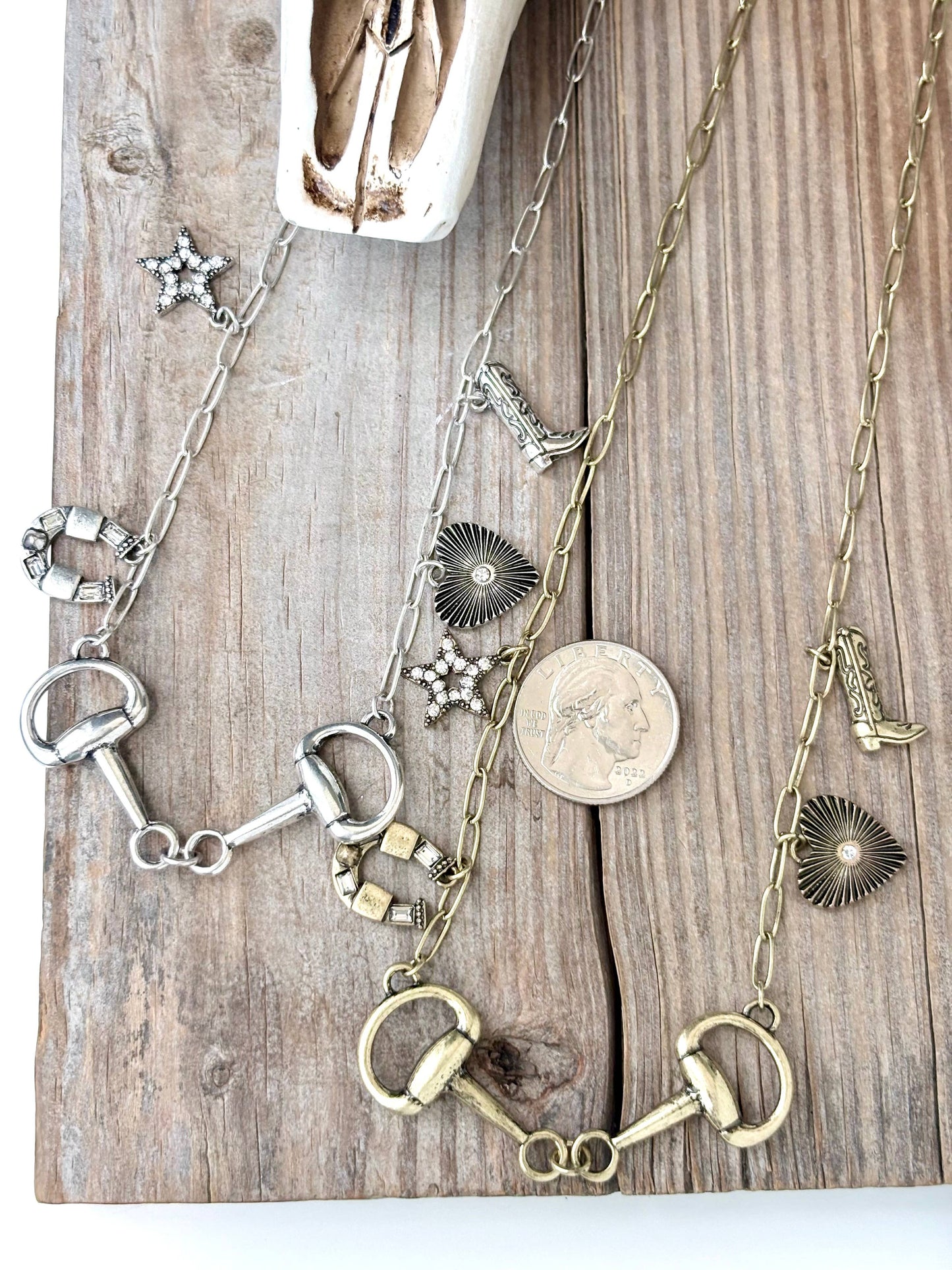 Western Charm & Horse Bit Pendant Necklace