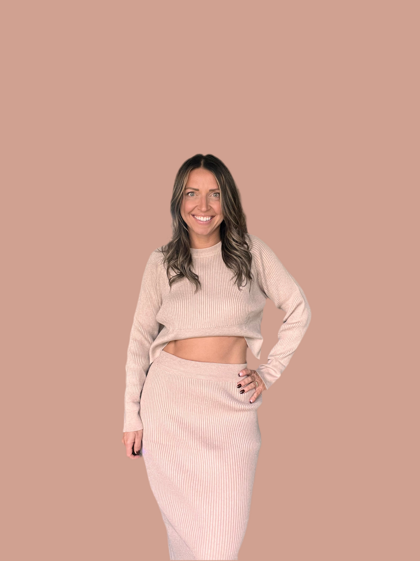 Alli Ribbed Knitted Sweater Set