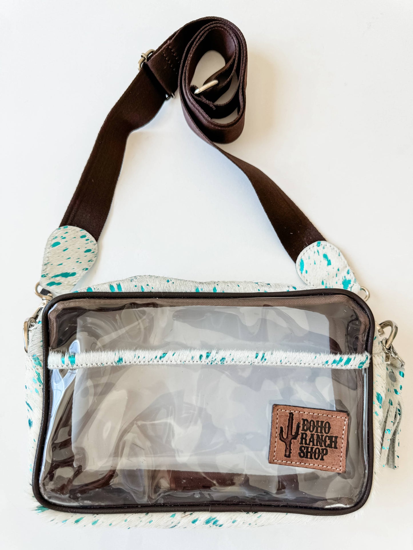 Peyton Clear Cowhide Concert Crossbody Purse