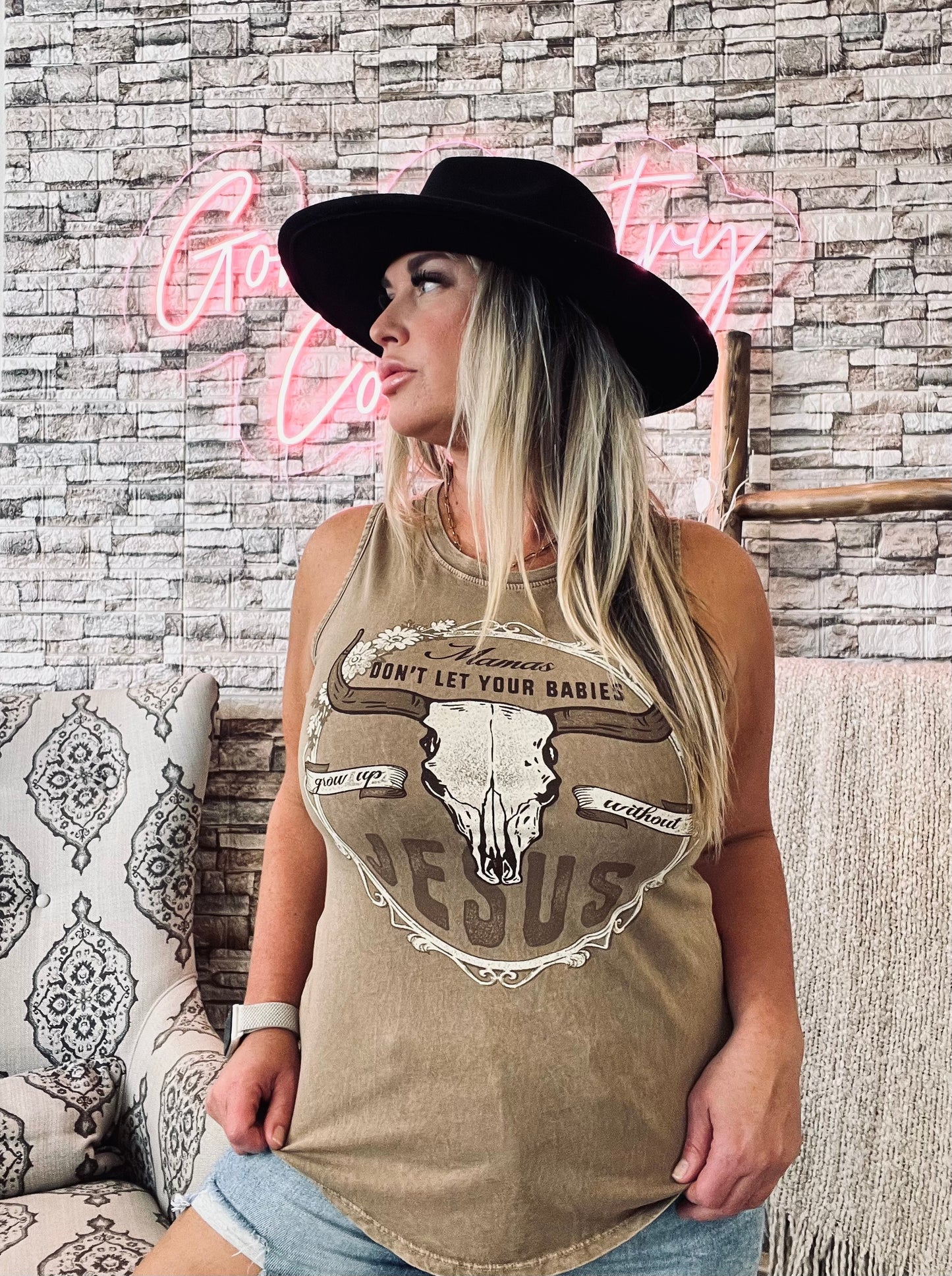 MAMAS JESUS MINERAL GRAPHIC TANK TOP