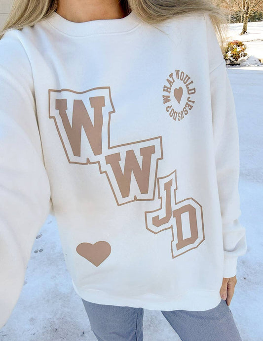 WWJD Varsity Unisex Crewneck
