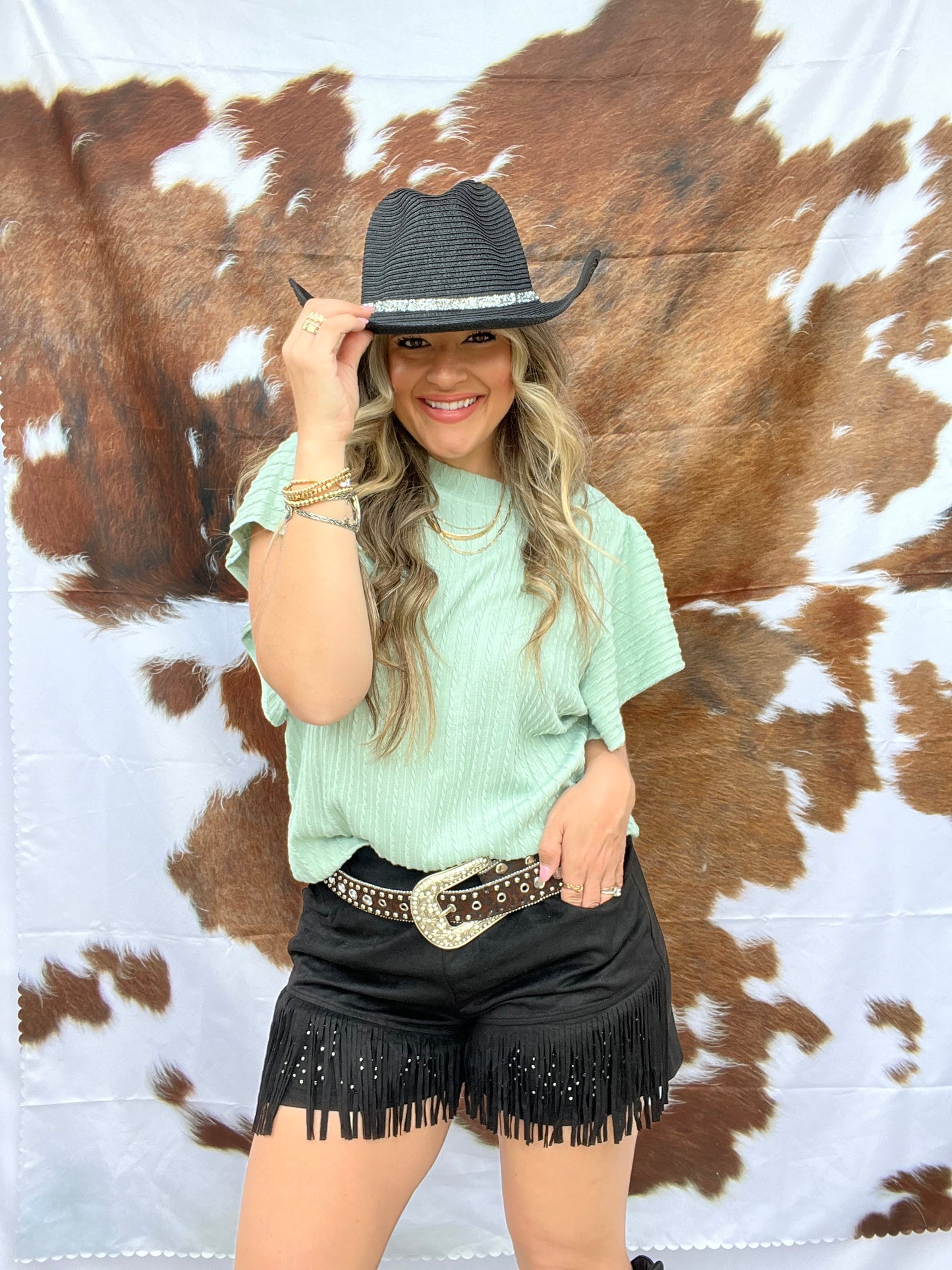 Dixie Rhinestone Embellished Fringe Shorts