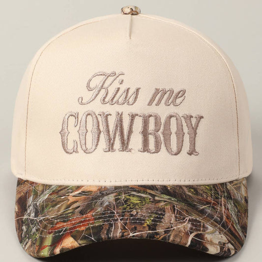 Kiss Me Cowboy Embroidery Realtree Two-Tone Cap