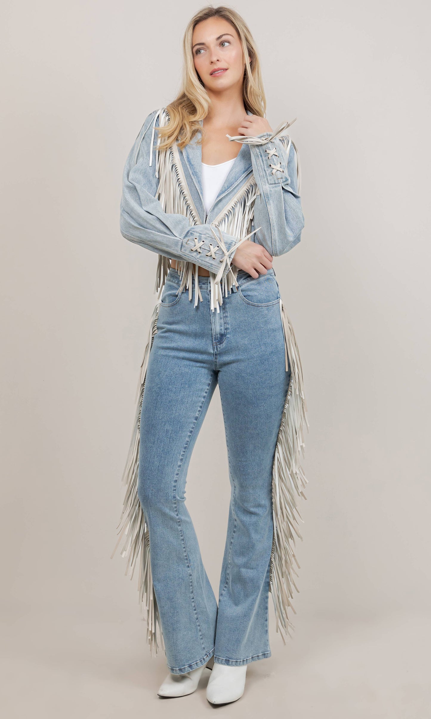 LEXI BELLE FRINGE DENIM PANTS