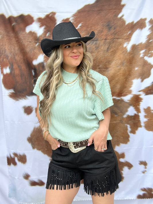 Dixie Rhinestone Embellished Fringe Shorts