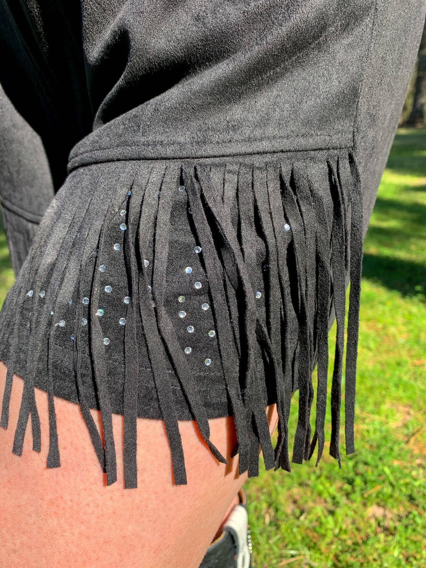 Dixie Rhinestone Embellished Fringe Shorts