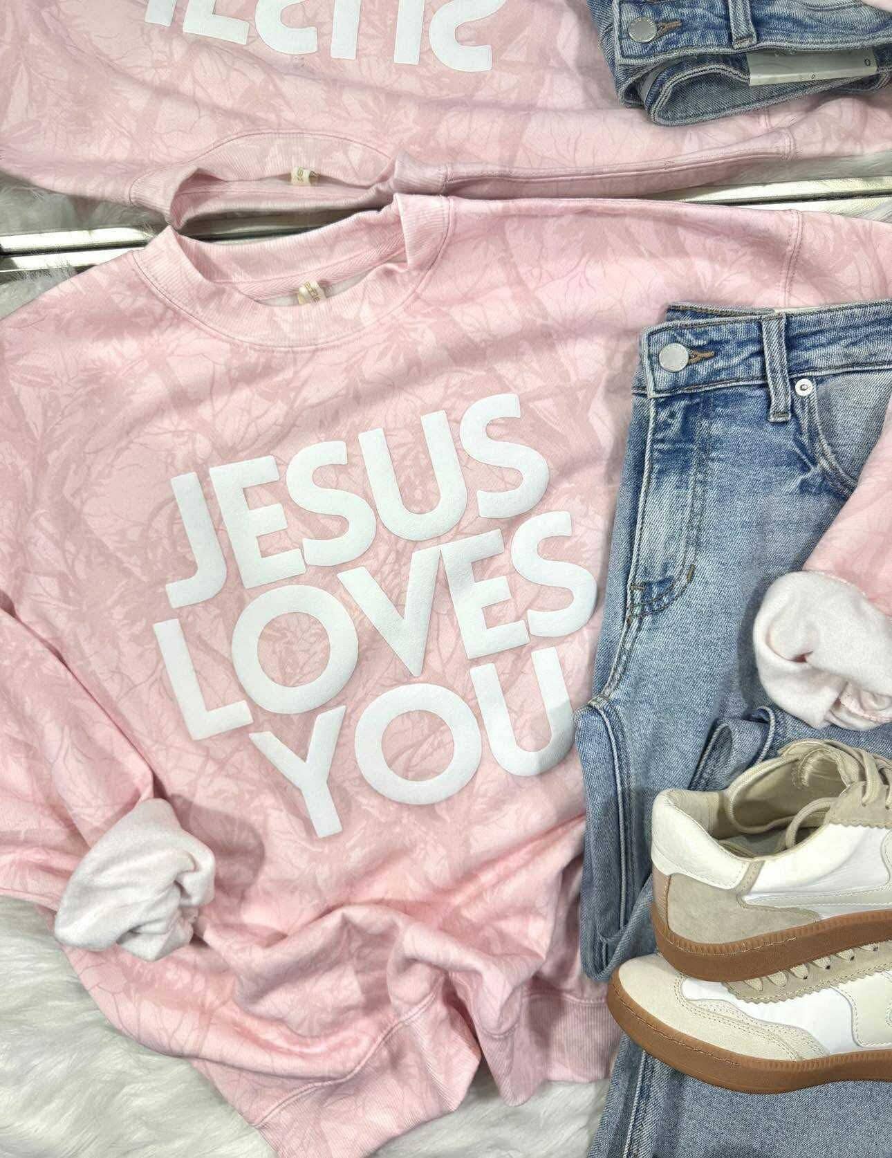 Jesus Loves You Pink Camo Sweatshirt