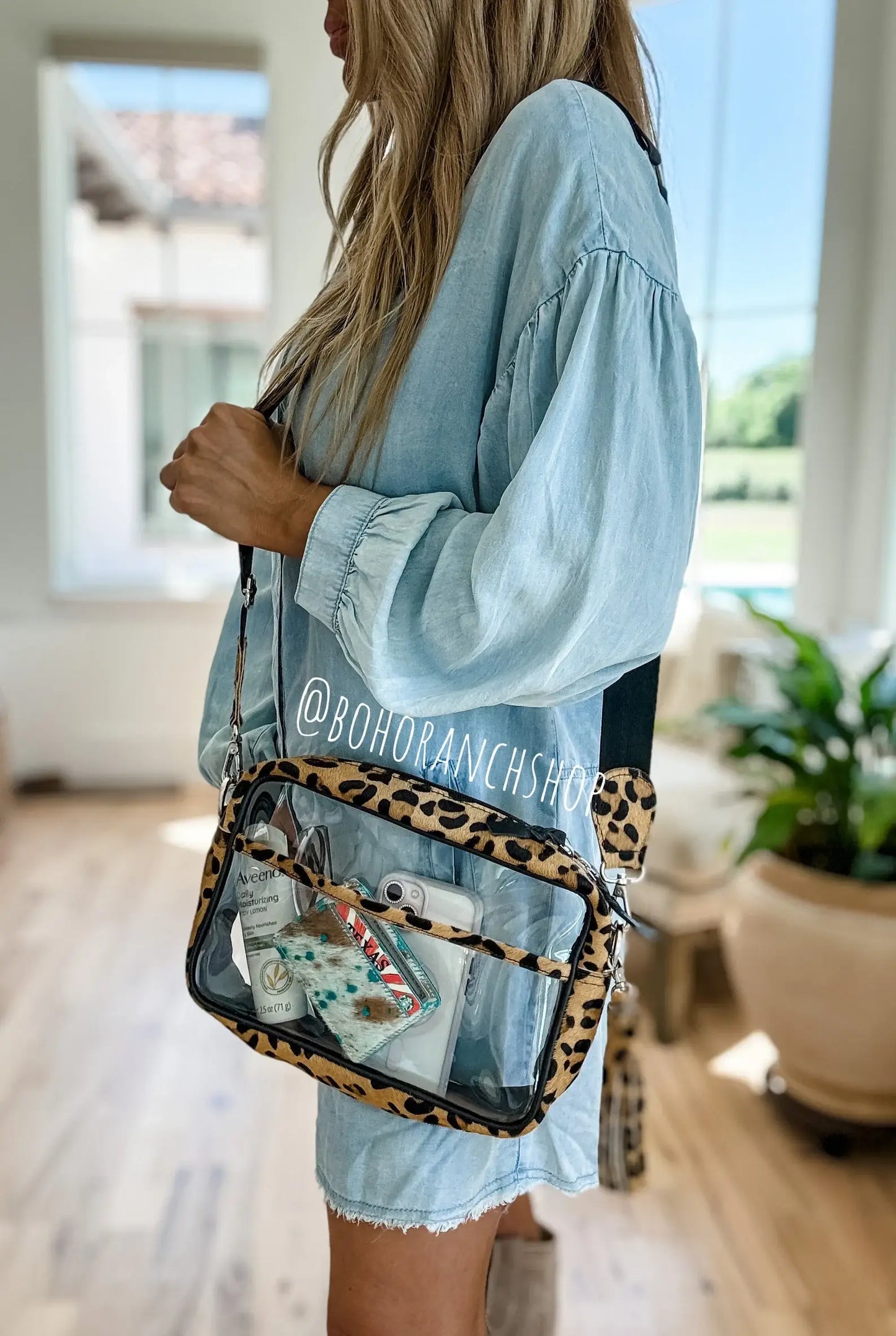 Peyton Clear Cowhide Concert Crossbody Purse