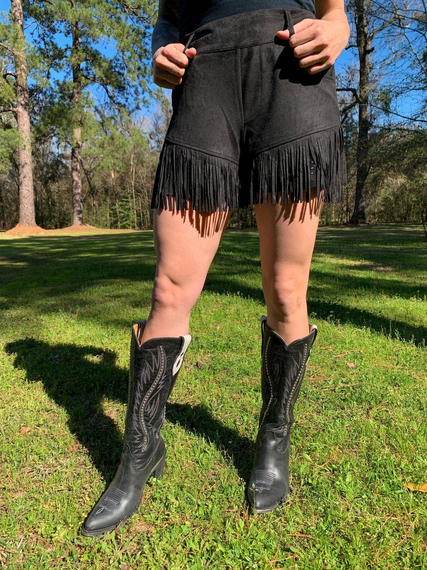 Dixie Rhinestone Embellished Fringe Shorts