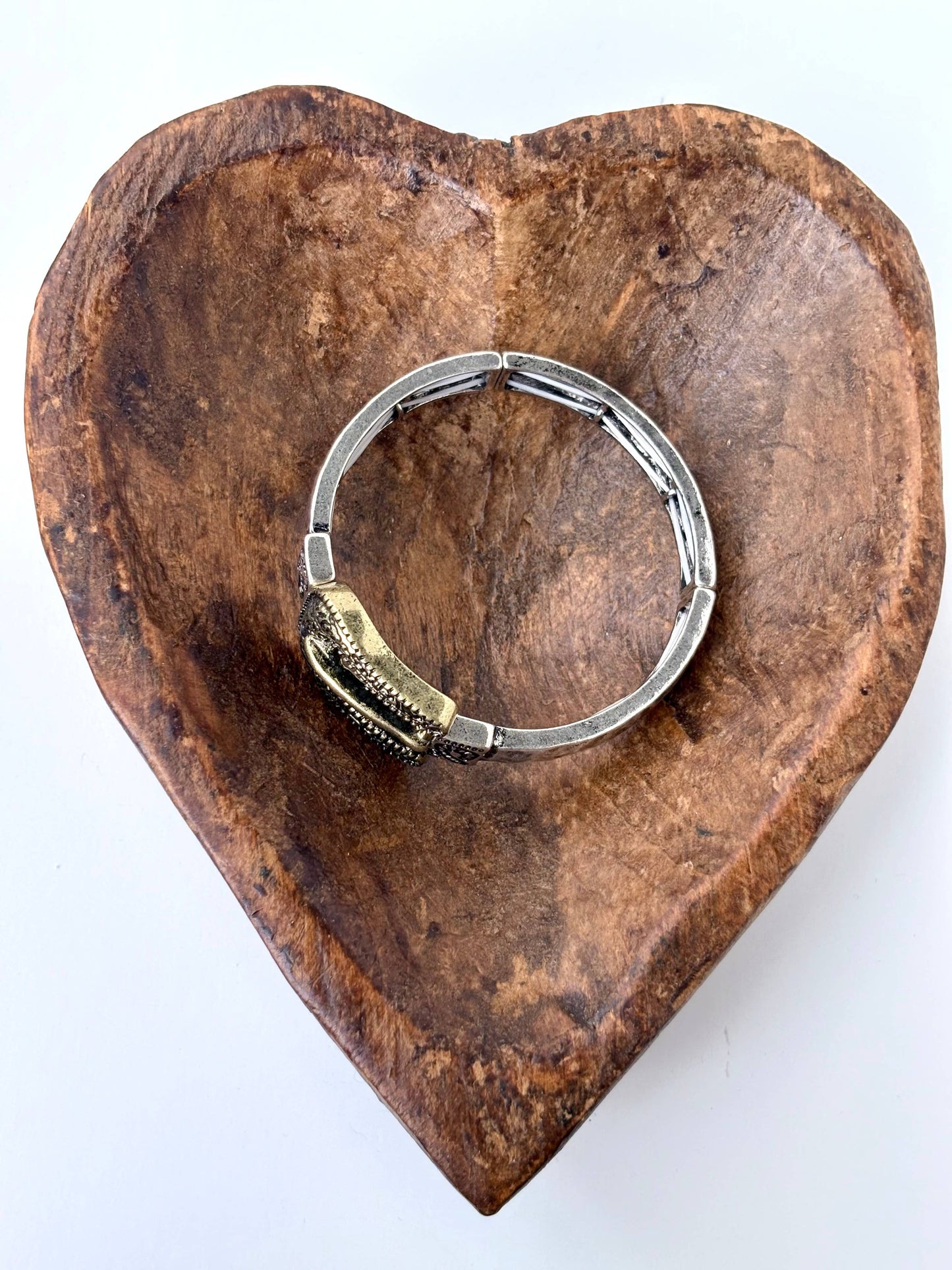 Western Belt Buckle Bar Bangle Stretch Bracelet