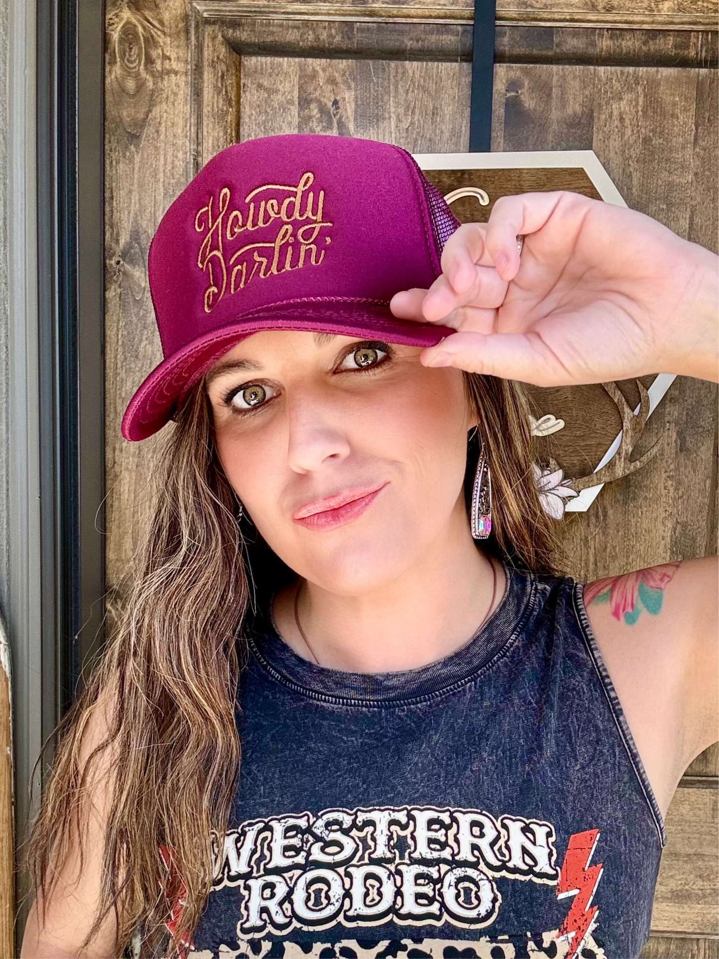 Embroidery Howdy Darling Western Trucker Hat Cap