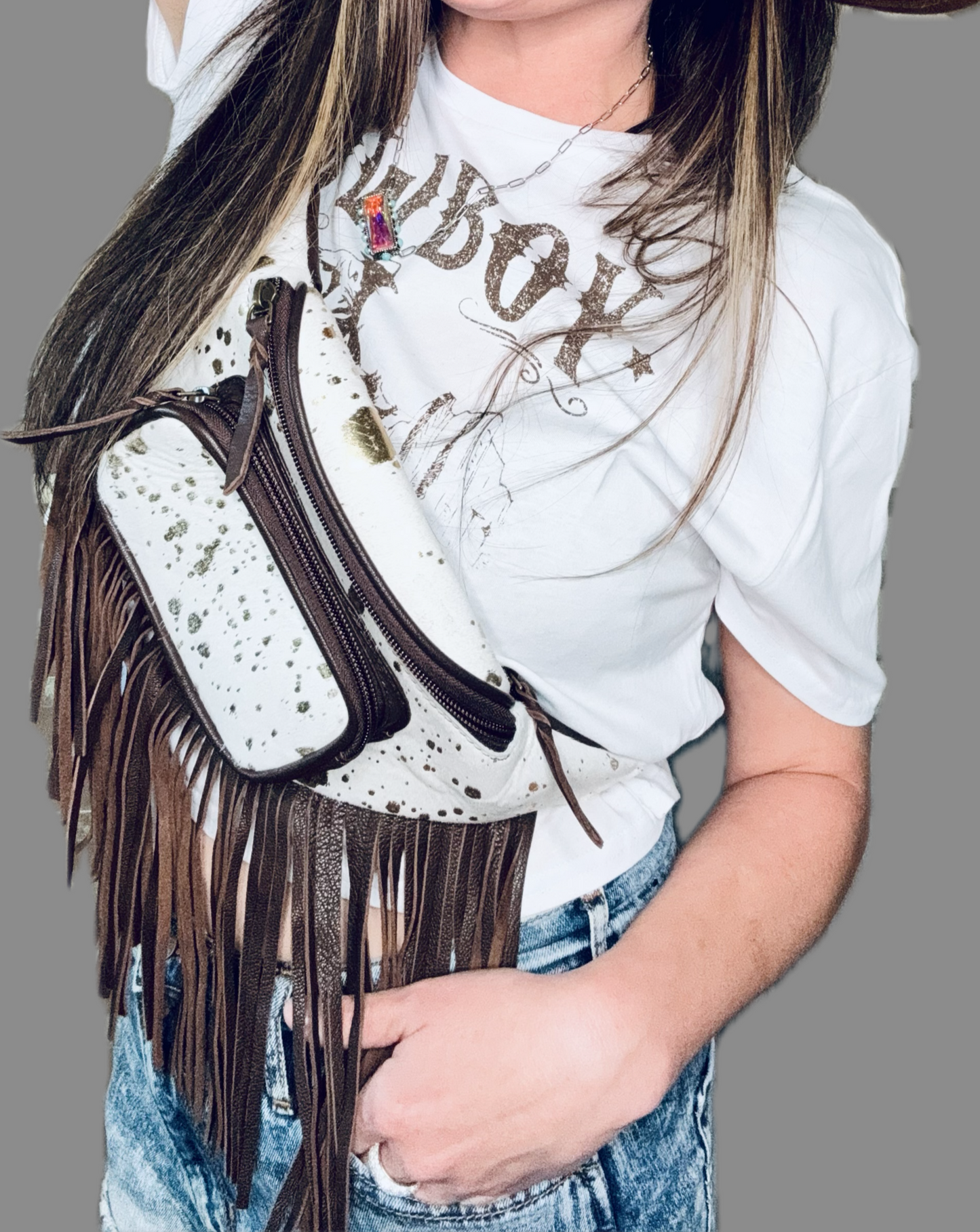Cowhide Concert Waist Bag