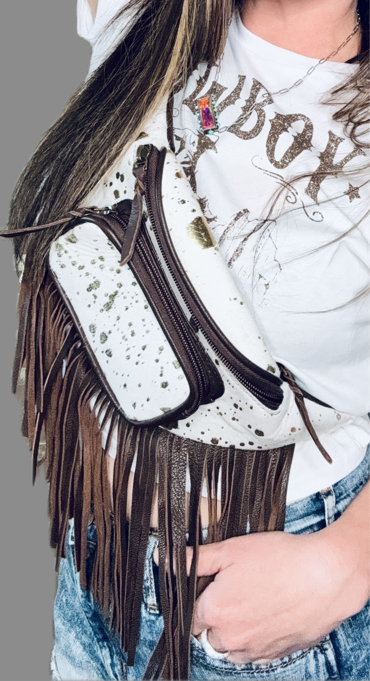 Cowhide Concert Waist Bag
