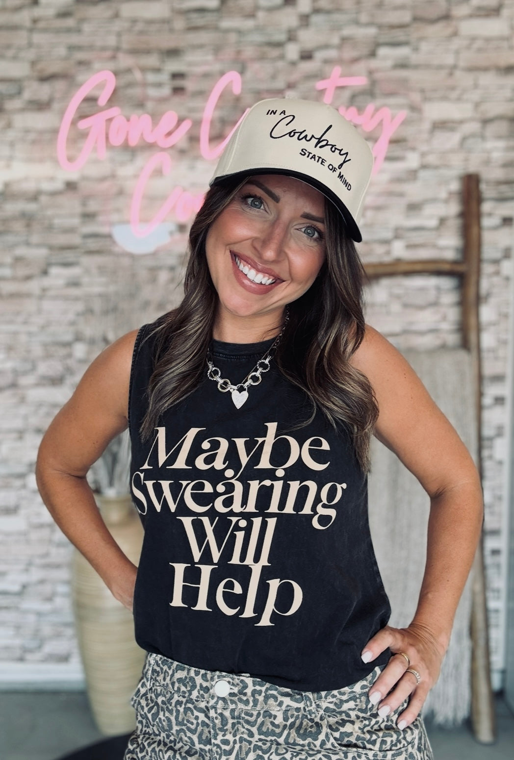 MAYBE SWEARING MINERAL GRAPHIC TANK TOP