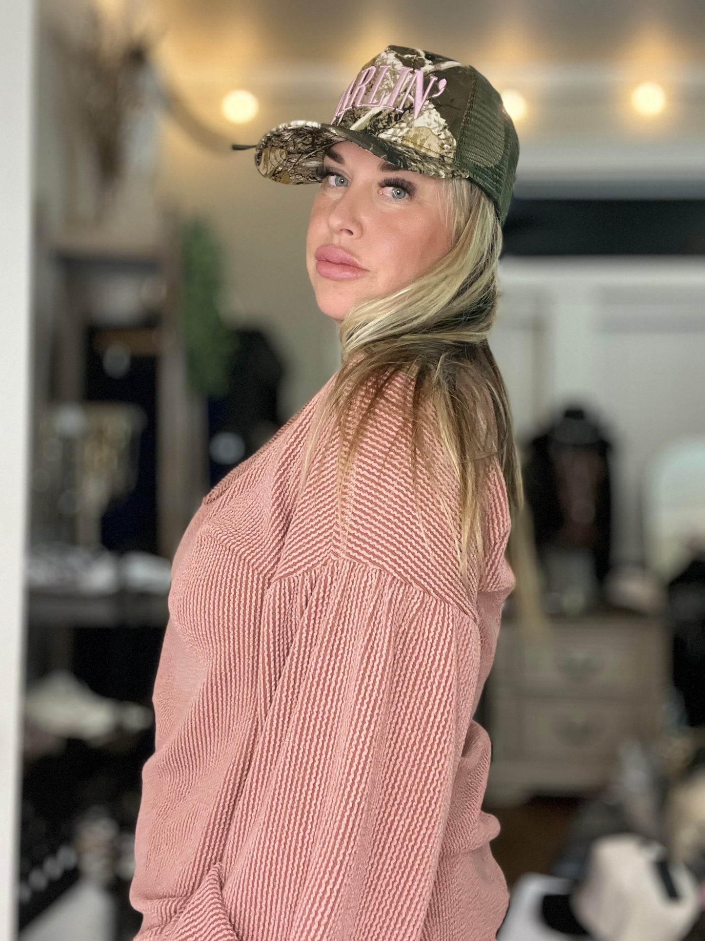 Ribbed V-Neck Oversized Knit Top