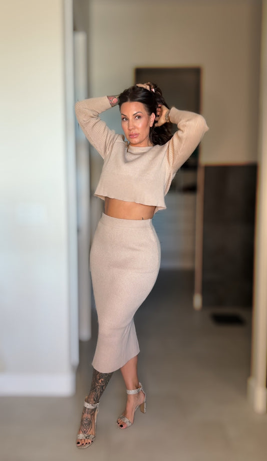 Alli Ribbed Knitted Sweater Set